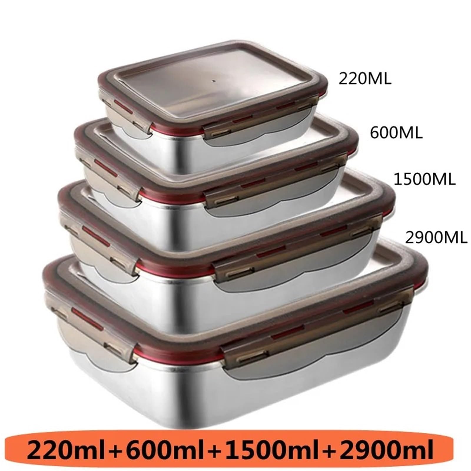 304 Edelstahl-Bento-Box, versiegelt, auslaufsicher, Reiseaufbewahrung, Frischhaltedose, Mikrowelle, Heizung, Hausboxen (X-Large)