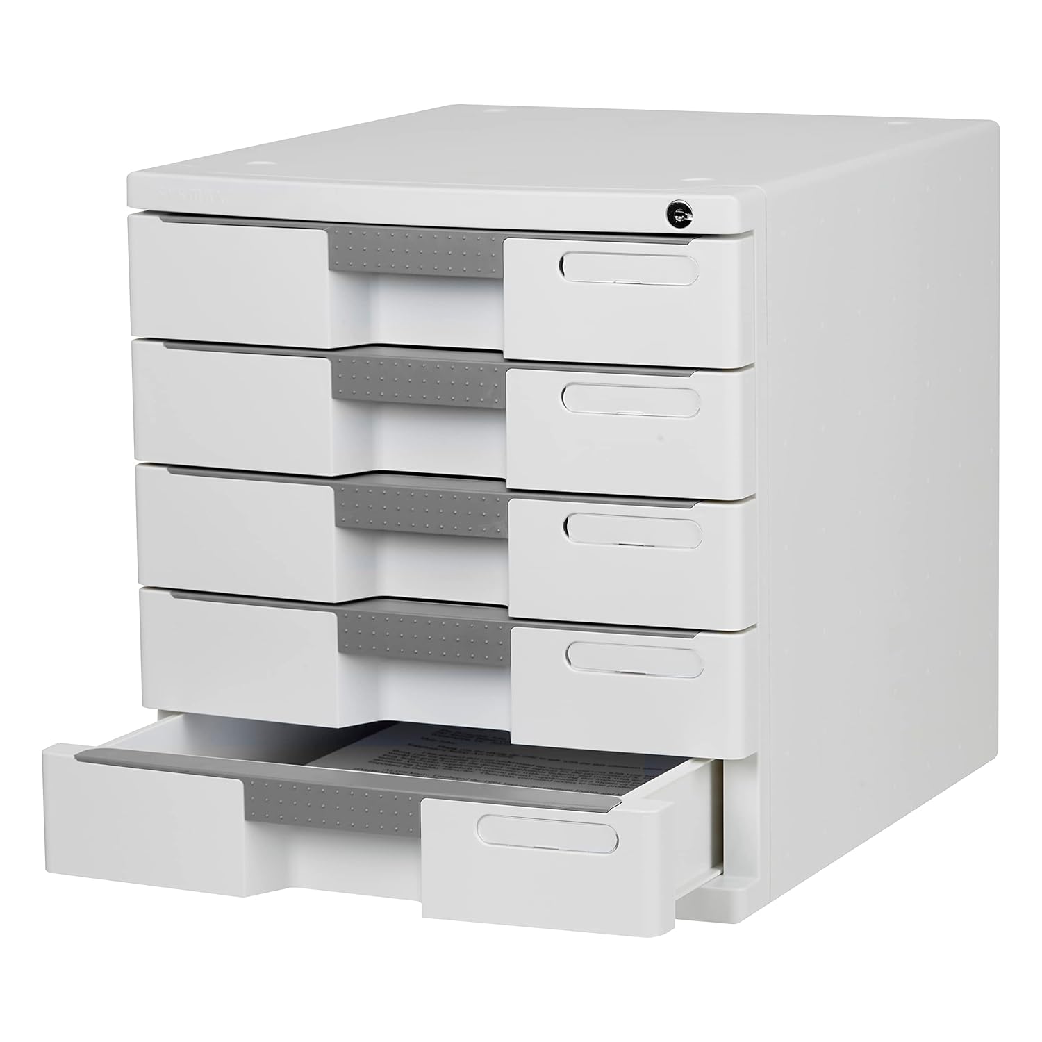 Sysmax New Max File 5 Drawers White & Grey Desk Organizer