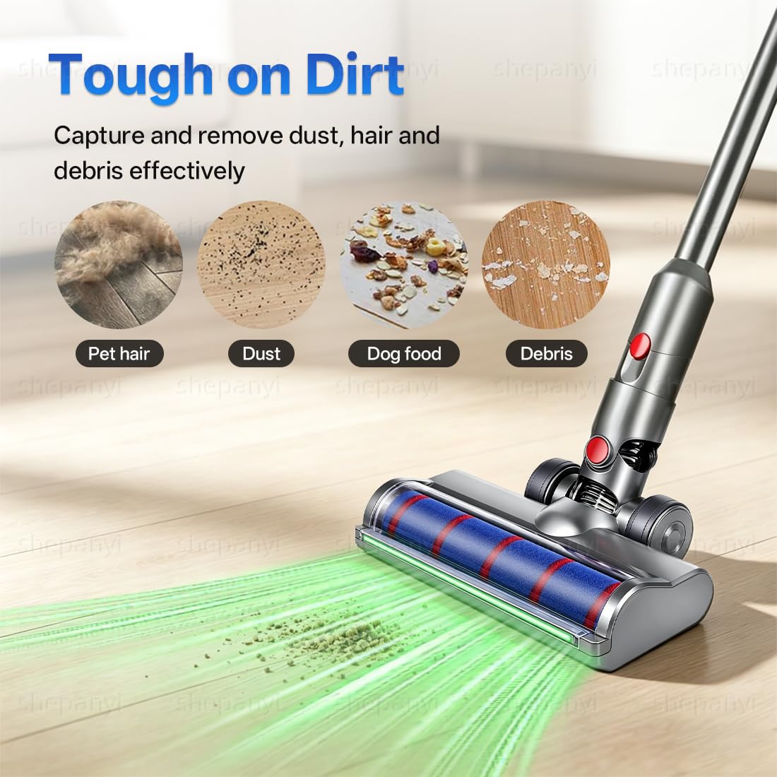 LED Bürste Bodendüse kompatibel für Dyson V12 Detect Slim, Ersatzbürste Bürsten Zubehör, Soft-Roller Bodendüse für schonende Reinigung aller Hartböden