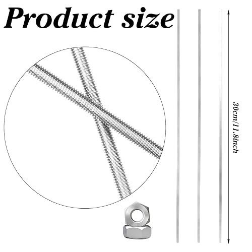 Miniatura 2 de 45 juegos de varillas roscadas de 832 pulgadas que incluyen 15 varillas de tornillo M4 con 15 tuercas hexagonales de metal y 15 piezas con cuentas