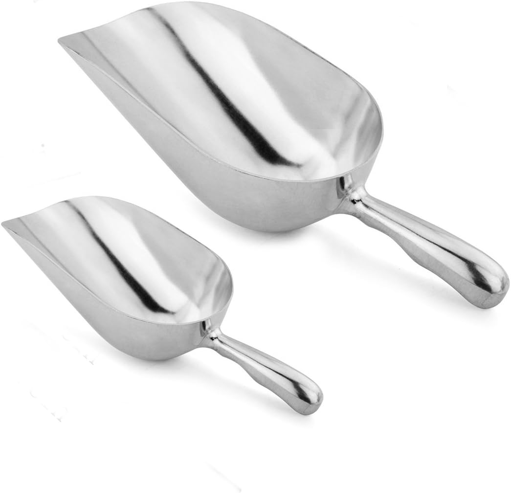 2Pcs Cast Aluminum Utility Scoop Bar Ice Scoop, Dry Bin Scoop, Dry Goods Scoop, Candy Scoop, Spice Scoop