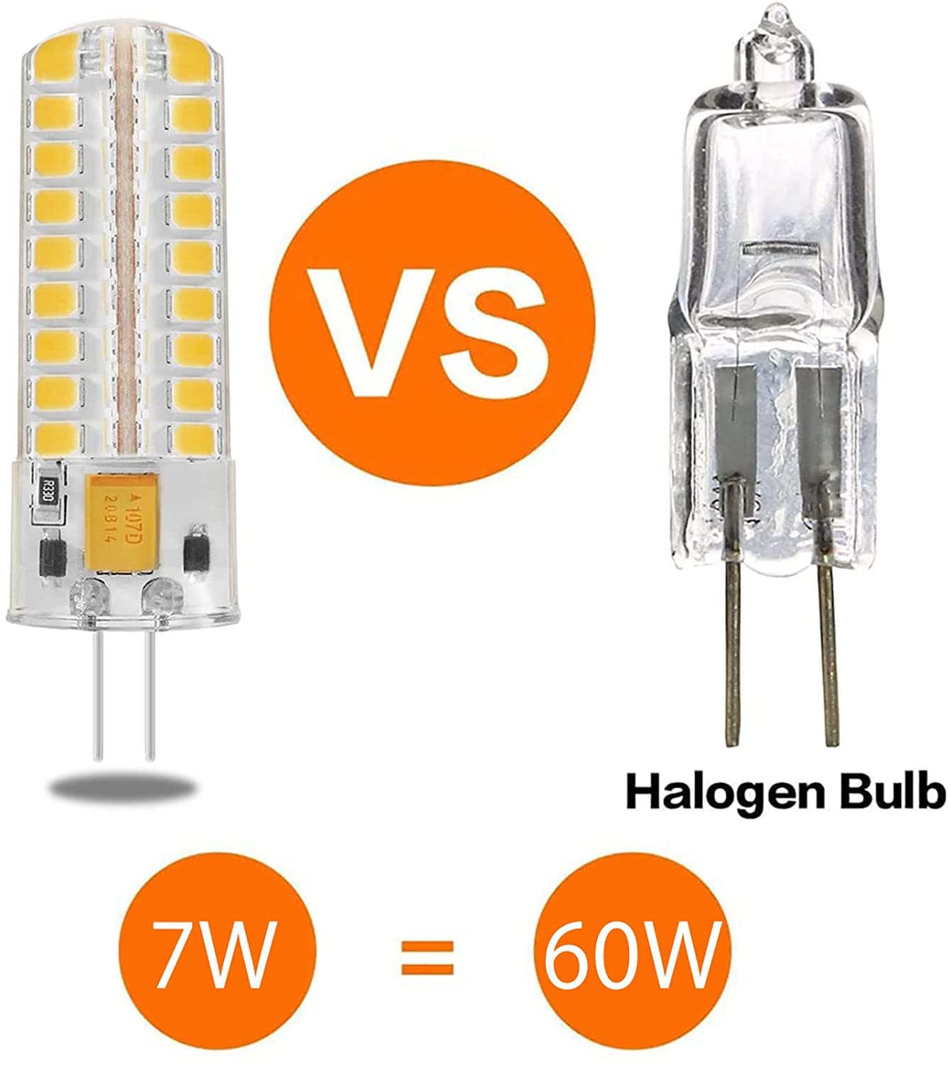 G4 Bombillas LED Regulable 7W 72LED Beads 600LM 2835SMD g4 Bi-pin Luces Led Bombilla de maíz AC 12V para iluminación de paisaje al aire libre, haz de 360 grados,Warm white,5 Pack
