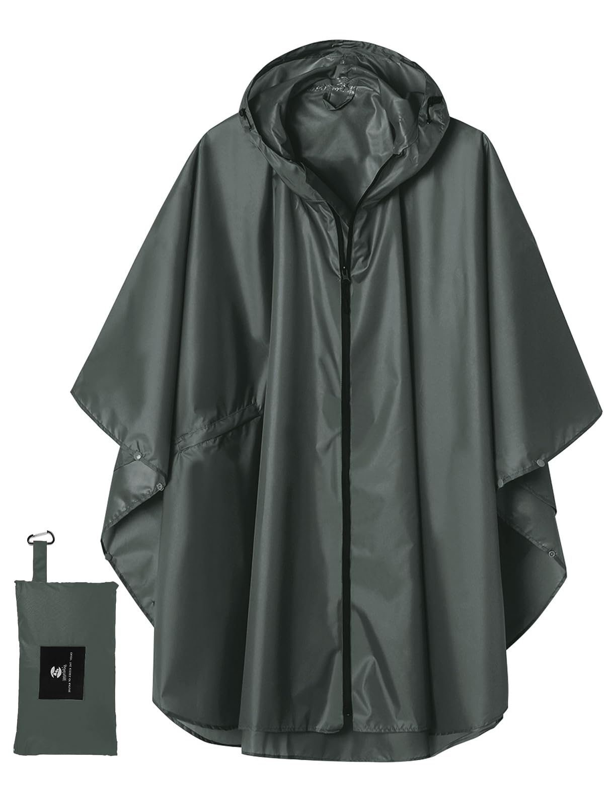 SaphiRose Adult Rain Poncho Waterproof Hooded Zipper Raincoat with Pockets