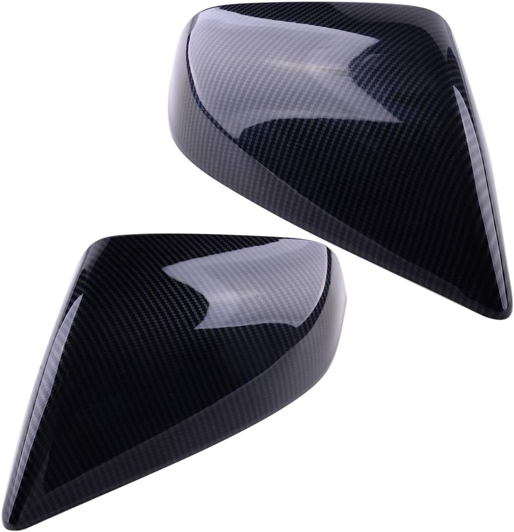 beler 2Pcs Carbon Fiber Style Rearview Side Mirror Cover Trim Fit for Tesla Model S 2014-2018