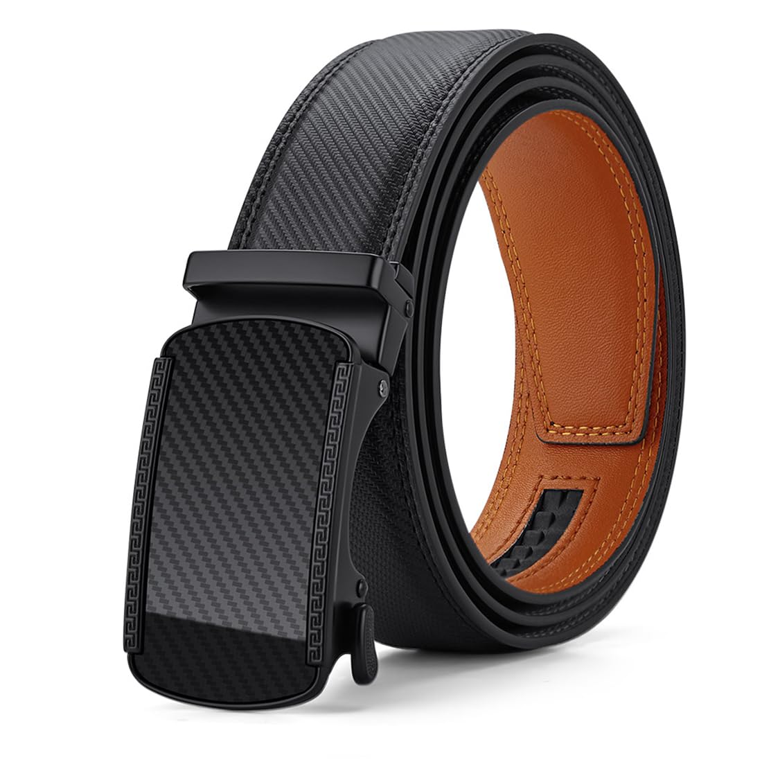 VANNANBA Leather Ratchet Belts for Men Automatic Buckle with Belt Box Gift for Men
