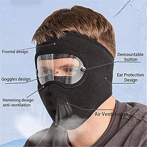 Miniatura 4 de Protección facial completa, máscaras cálidas de invierno, forro polar para montar a prueba de viento, gafas de alta definición con protección facial