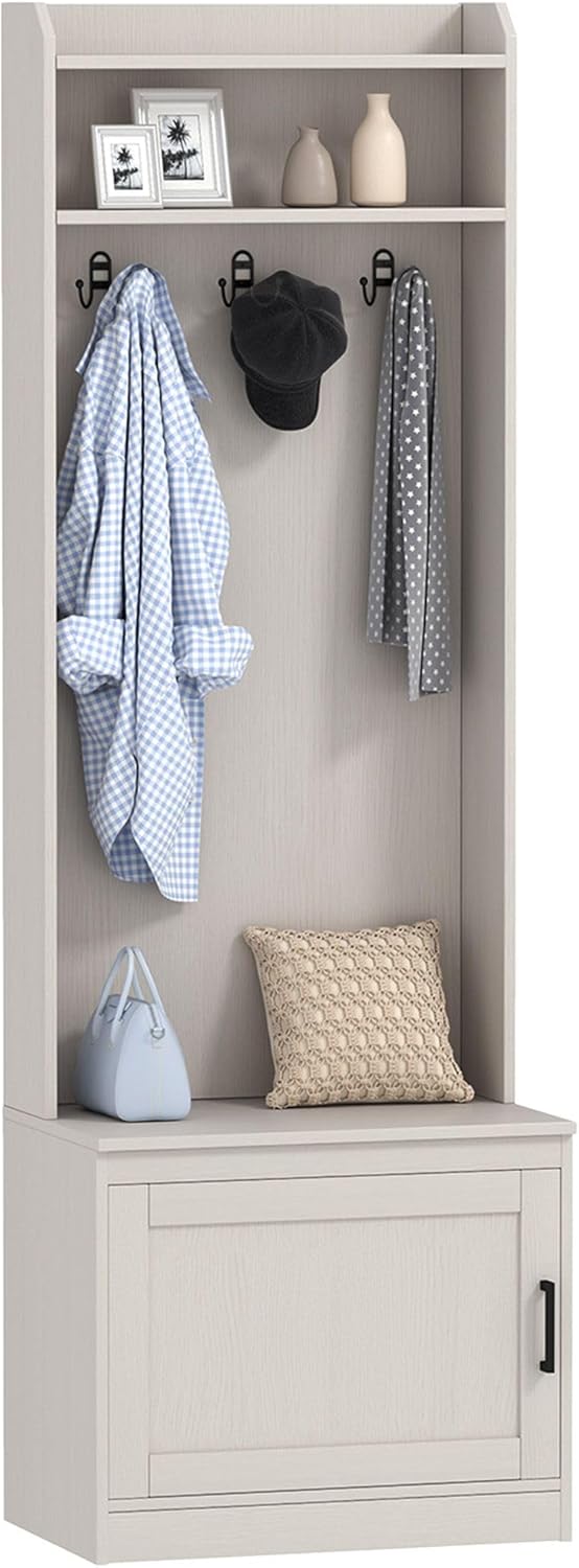 Entryway Coat Rack with Bench and Storage