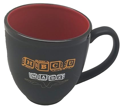 WGIS We Got It Shop HBCU Made Coffee Mug, Black and Red 16 Oz Coffee Cup With Printed HBCU Grad Coaster