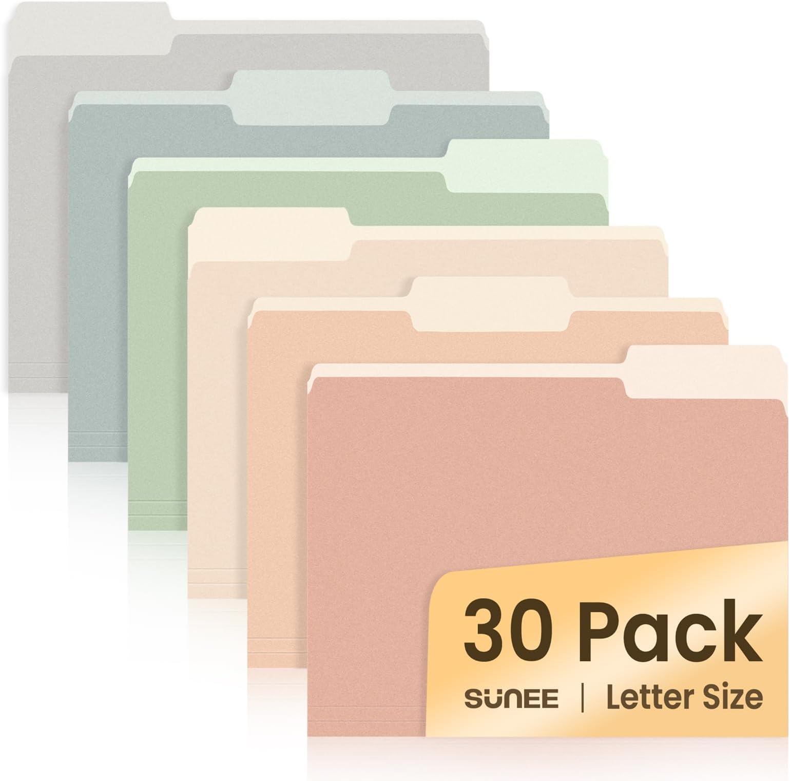 SUNEE File Folders, 30 Pack Manilla Folders 8.5 x 11, Colored File Folders Home Office School Supplies for Documents Files Paper,6 Pastel Colors