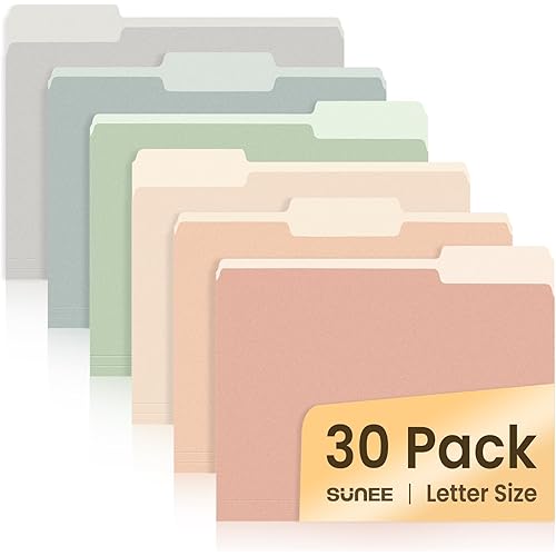 SUNEE File Folders, 30 Pack Manilla Folders 8.5 x 11, Colored File Folders Home Office School Supplies for Documents Files Paper,6 Pastel Colors