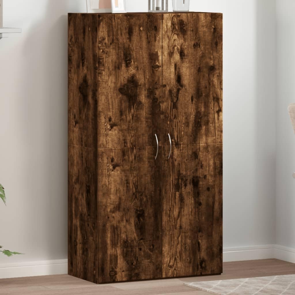 Brokky Schedario Rovere Fumo 60x32x115 cm in Legno Multistrato,Cassettiera,Mobiletto da Ufficio con Serratura,Regolabile per Cartelle Sospese,Superficie Testurizzata,per Ufficio,Studio