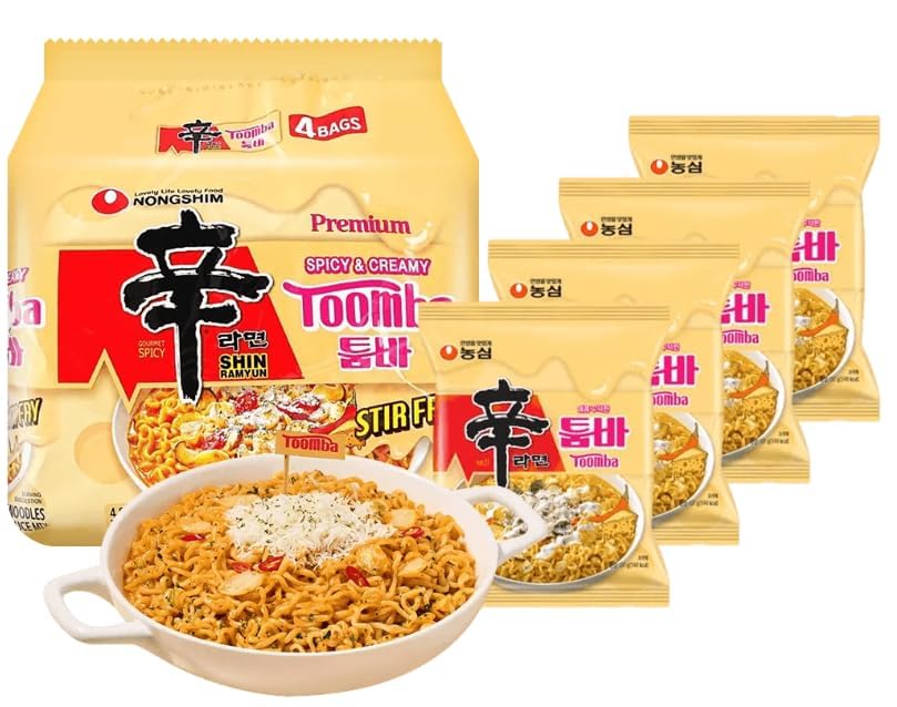 Image of Nongshim Shin Ramyun Stir fry Toomba Noodles - Spicy & Creamy Flavour - Pack of 5 (137g Each) | Total 685g