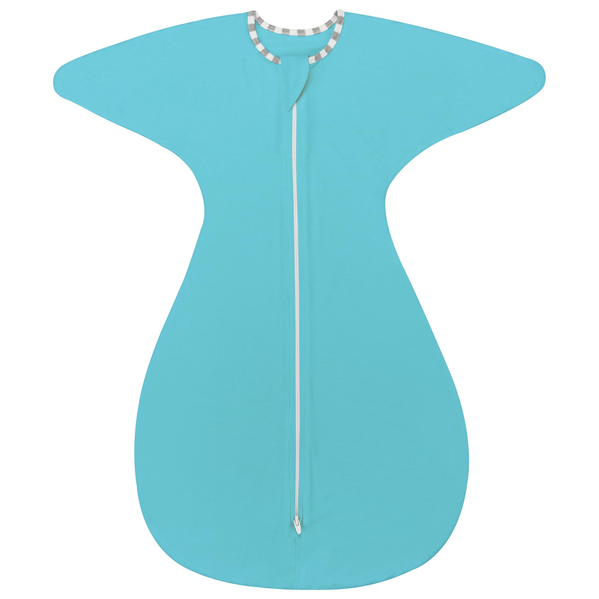 ZIGJOY Shark-Fin Transition Swaddle - 0.5 Tog Rayon Made from Bamboo Sleep Sack Transitional Swaddle Sack Baby Wearable Blanket with 2-Way Zipper, Blue, 6-12 Months