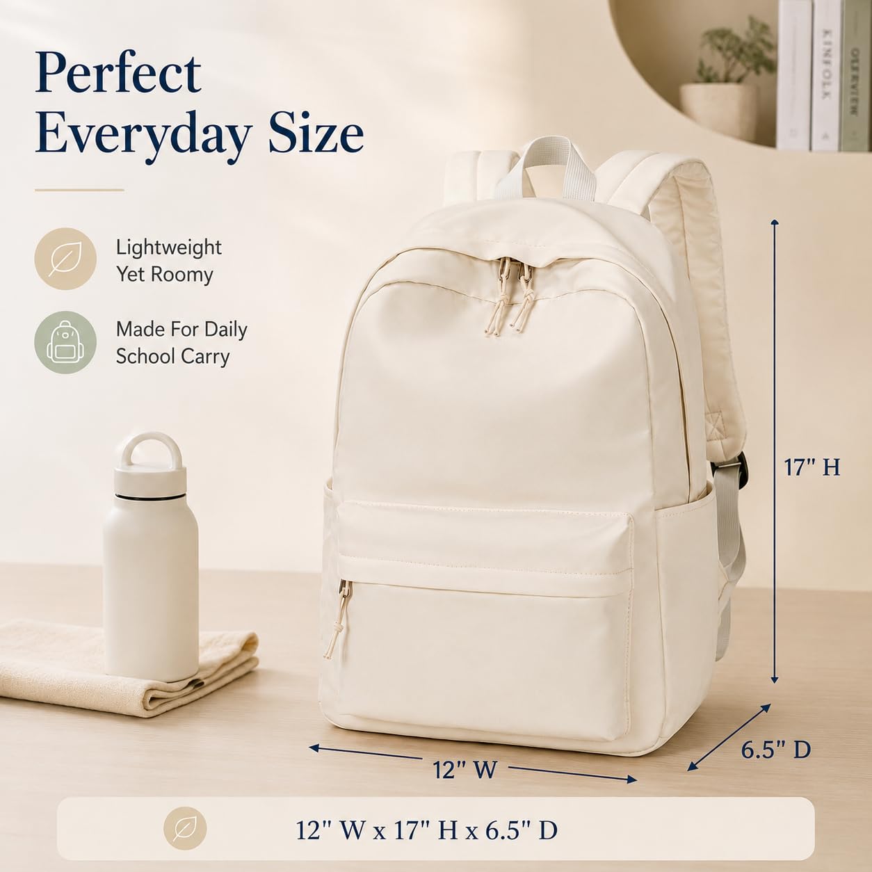 backpack size to hold 2 folders laptop and tablet Bluboon School for Teen Girls Women Backpack College Bookbags Middle School Travel Work Commuter Back Pack(Solid Beige) x_limitedstock Color:Arctic Green Backpacks For Men | while full