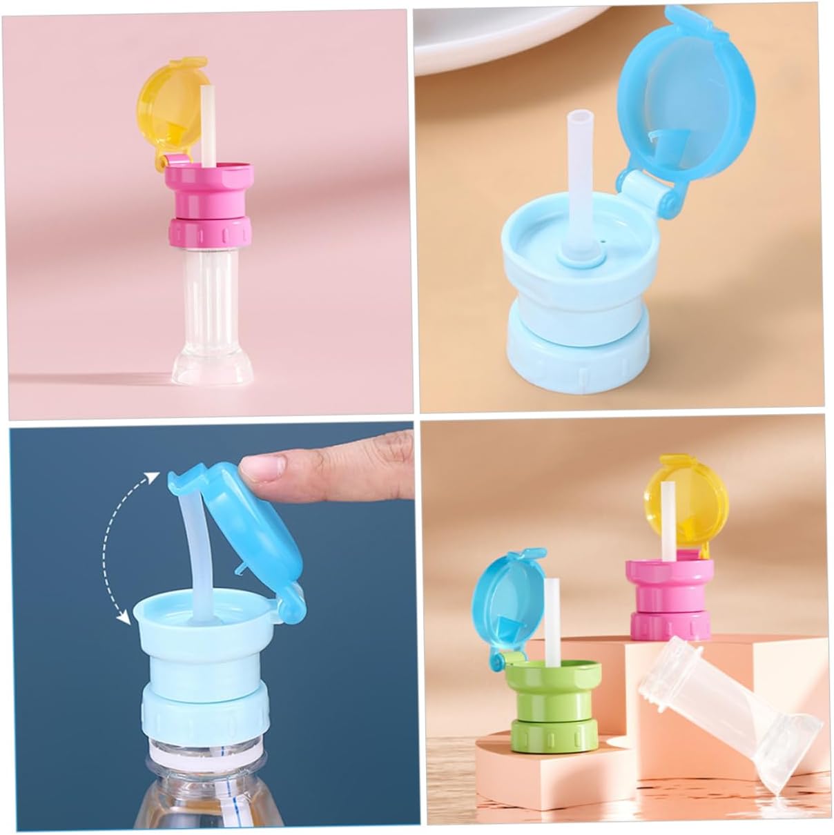 Mipcase 3sets Toddler Water Bottle Cap Straw Adapter Kids Water Bottle Adapter for Toddlers 4pcs*3
