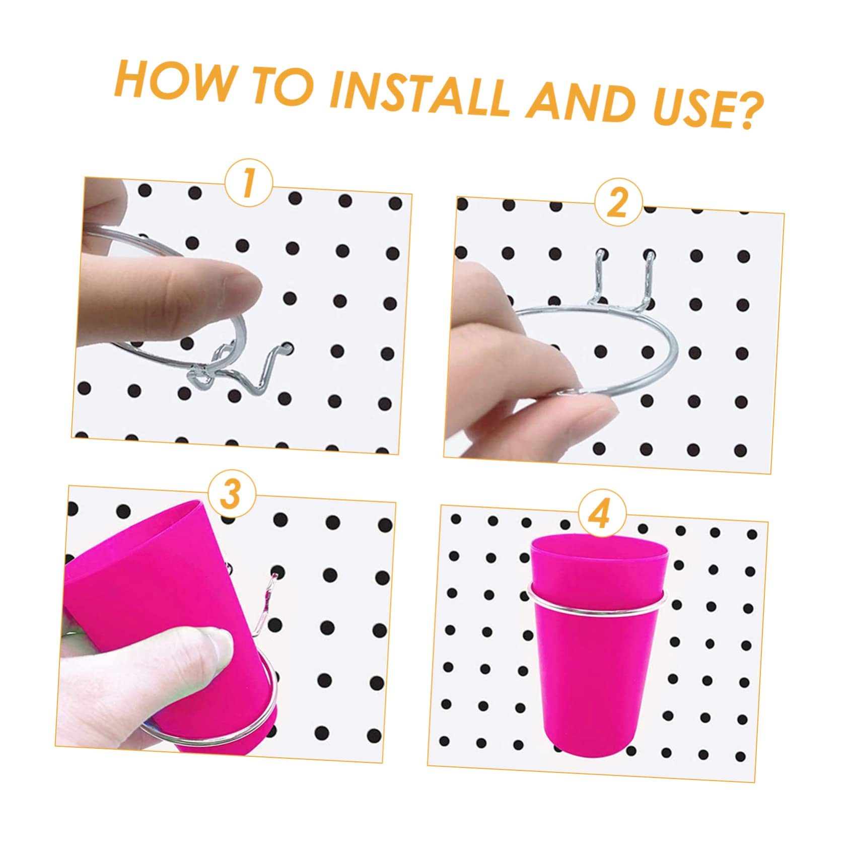 Hohopeti Bright Silver Round Hooks 6 Pack Sturdy Steel Pegboard Hooks for Bins Shelves