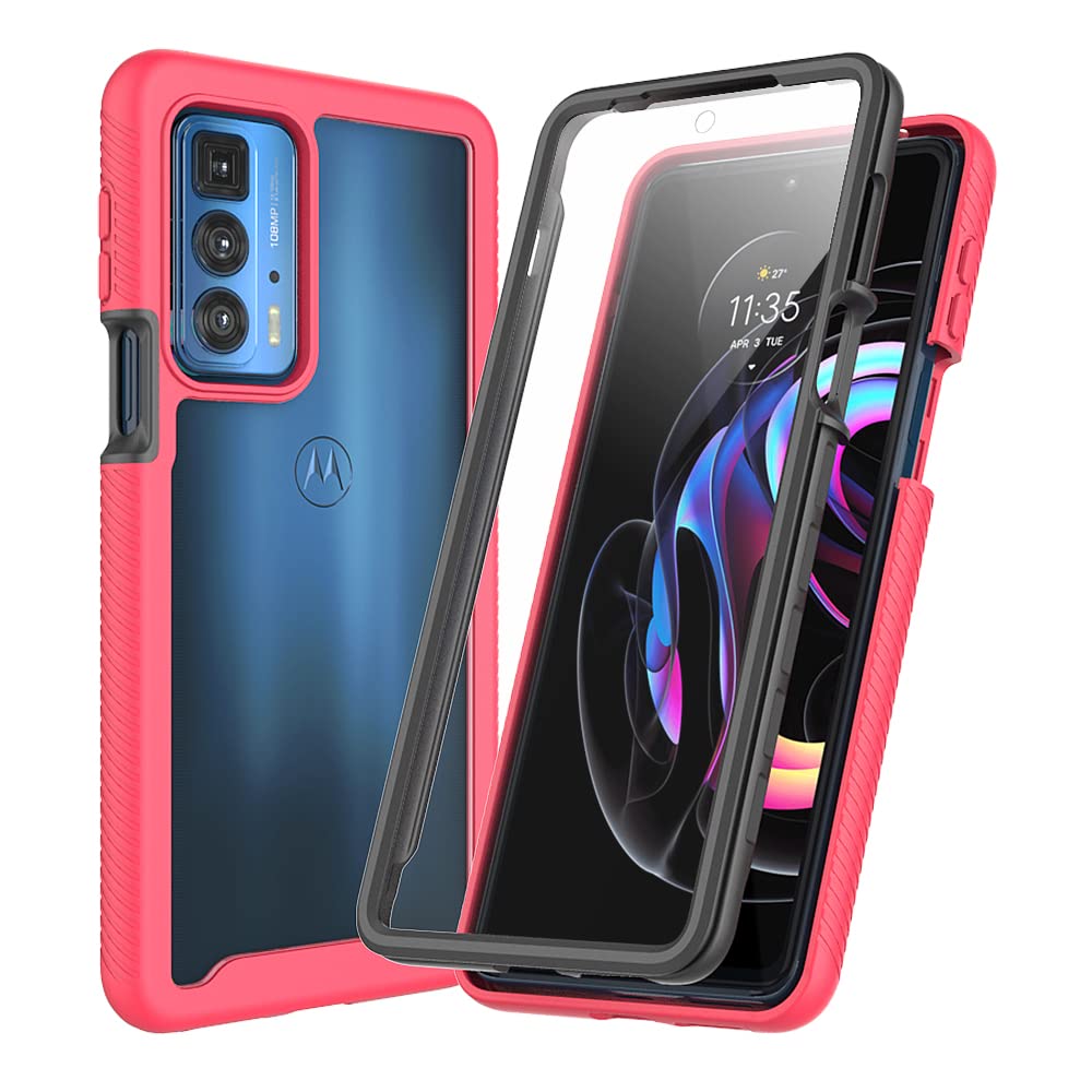 XINNI Cover 360° Per Motorola Edge 20 Pro 5G – Antiurto Con Protezione Schermo Integrata, Trasparente E Blu Scuro, Bumper Doppia Faccia - 4