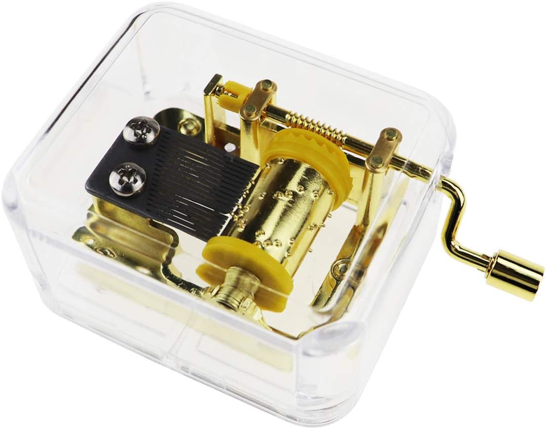 Hguangs Music Box, Hand Crank Music Box Tune of Castle in The Sky Acrylic Hand Crank Music Box Gift for Christmas Birthday Valentine's Day Children Girl and Boy