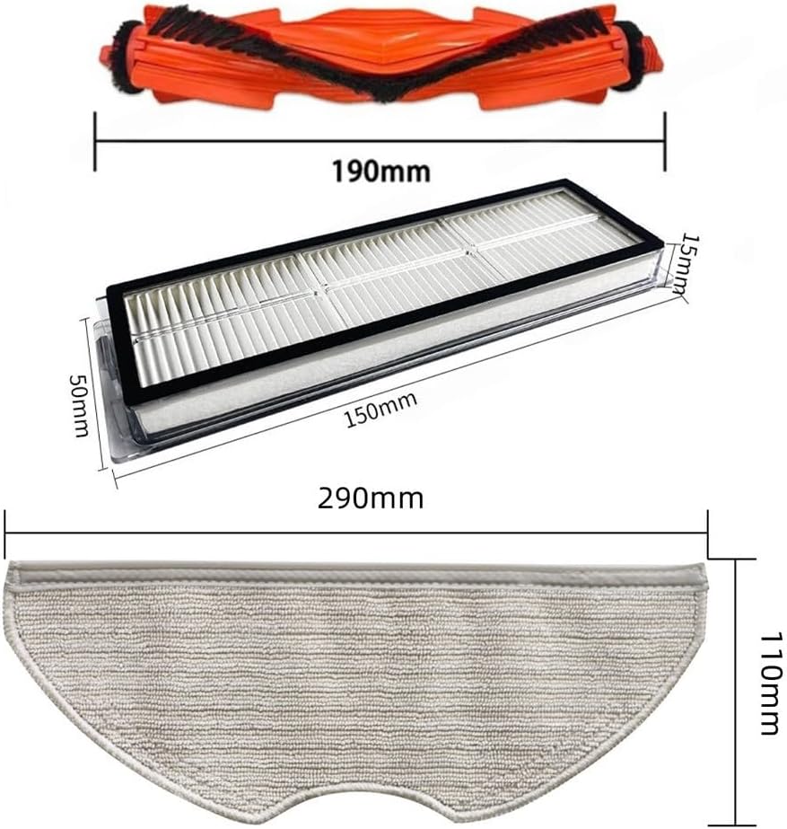 Replacement Parts Kit for Xiaomi S40 OV81 Robot Vacuum with Main Side Brushes HEPA Filters Microfiber Mop Cloths for Pet Hair Corner