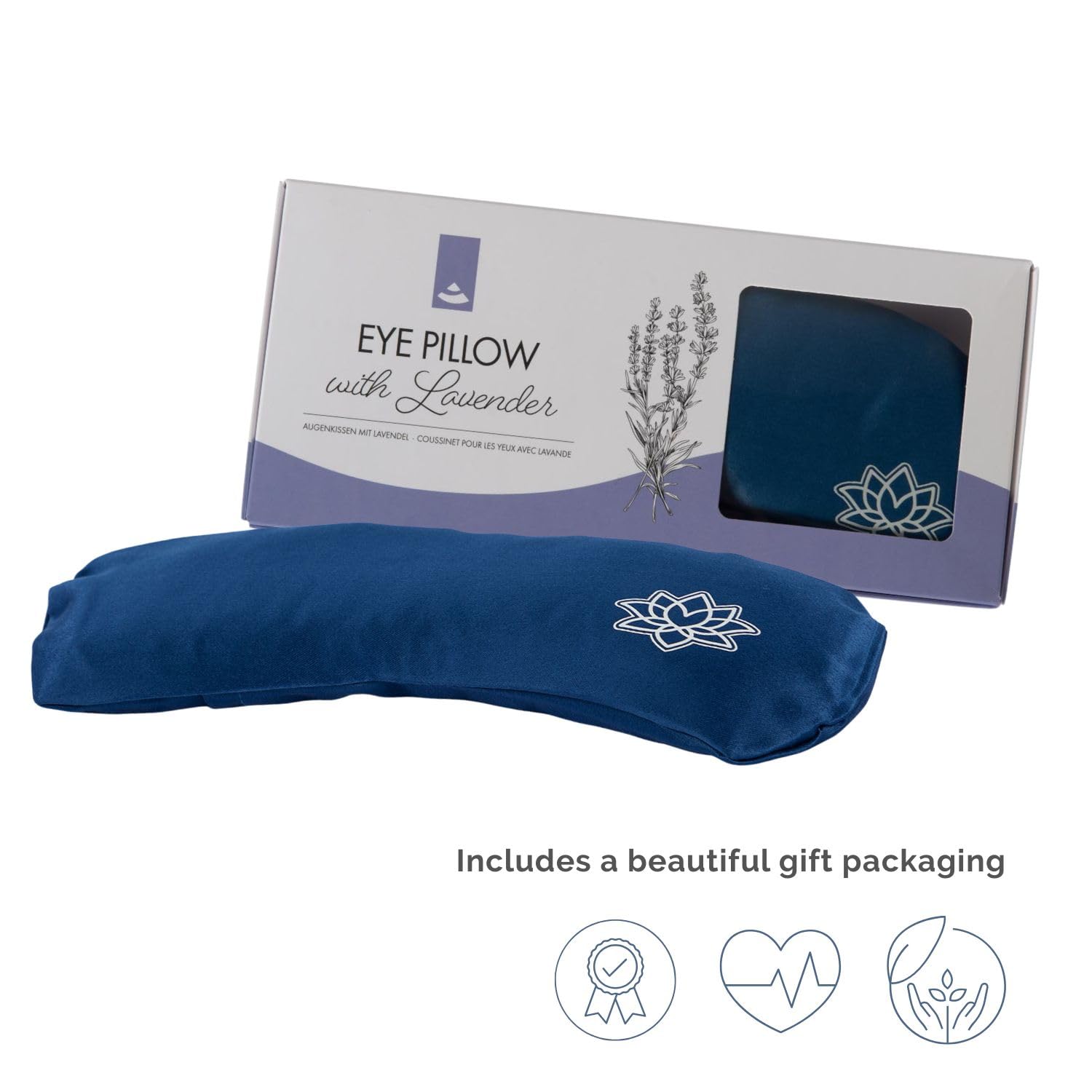 Bodhi Morbido cuscino per gli occhi con imbottitura in semi di lavanda, maschera per gli occhi per yoga, relax e meditazione, fodera in raso Maco o seta, per il benessere della casa (raso
