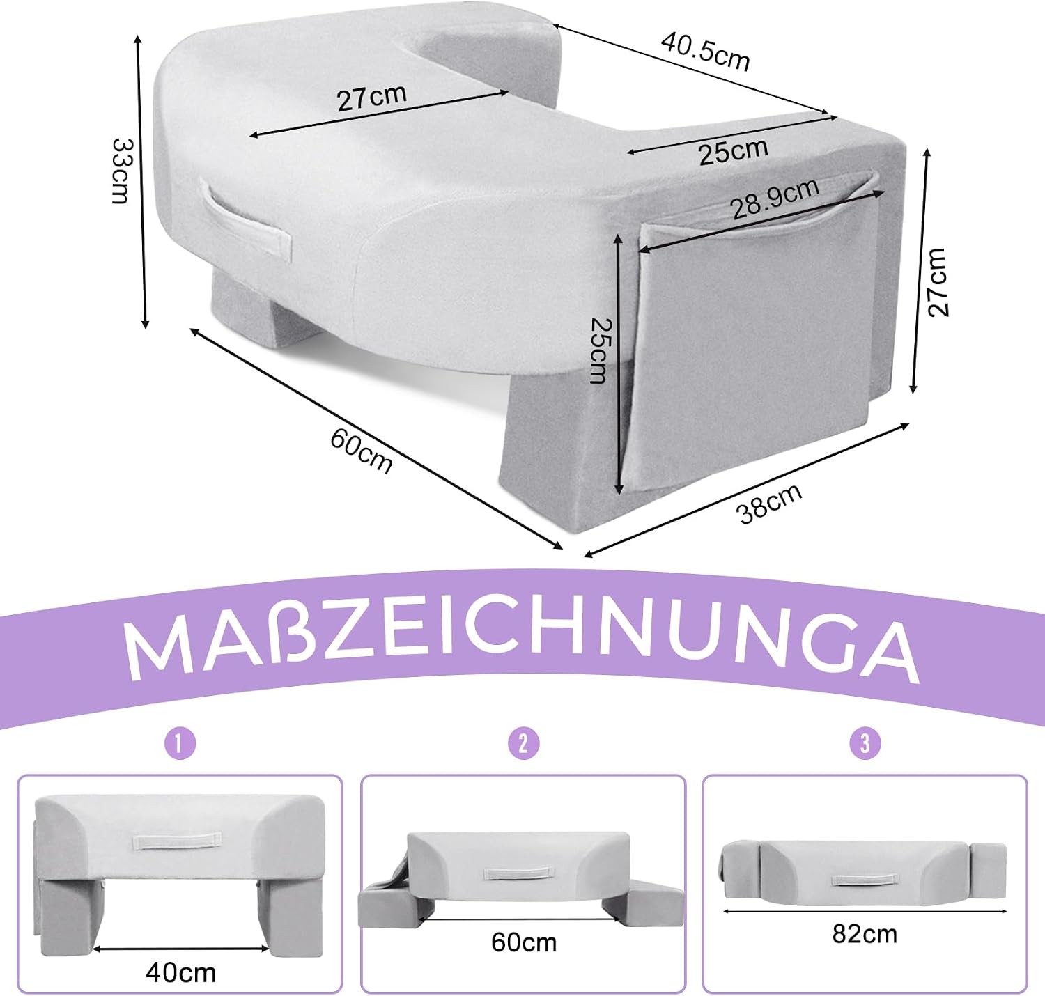 Babenest Coussin Réglable 26D: Confort & Rangement Optimums | Velours Doux, Hauteur Ajustable - Image détaillée