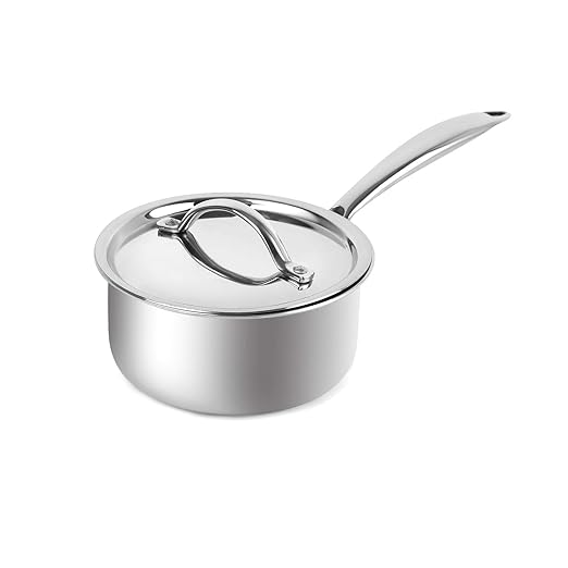 Cello Induction Base Tri-Ply Sauce Pan with Stainless Steel Lid, 1.6 Litre, 16cm