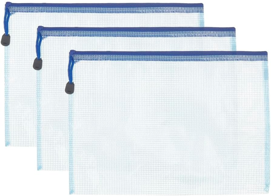 3a 3a s-6004 Plastic Zipper File 24 32 Cm Set Of 3 Pieces 24*32cm Color: Blue | Style: Standard with Zipper | Brand Name: 3A | Paper Size: 9.45 x 12.6 cm or approximately Legal | Tab Cut: Straight Cut | Number Of Pockets: 3