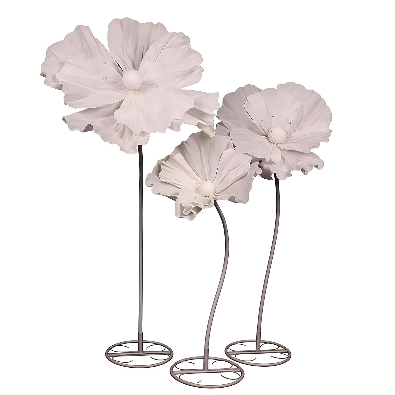 Vnook Riesige Kunstblumen, mit Metallsockel,DIY-freundliche Gaze-Blumendekorationen for Haus, Garten, Hochzeiten, Veranstaltungen, Partys, Einkaufszentren(White)