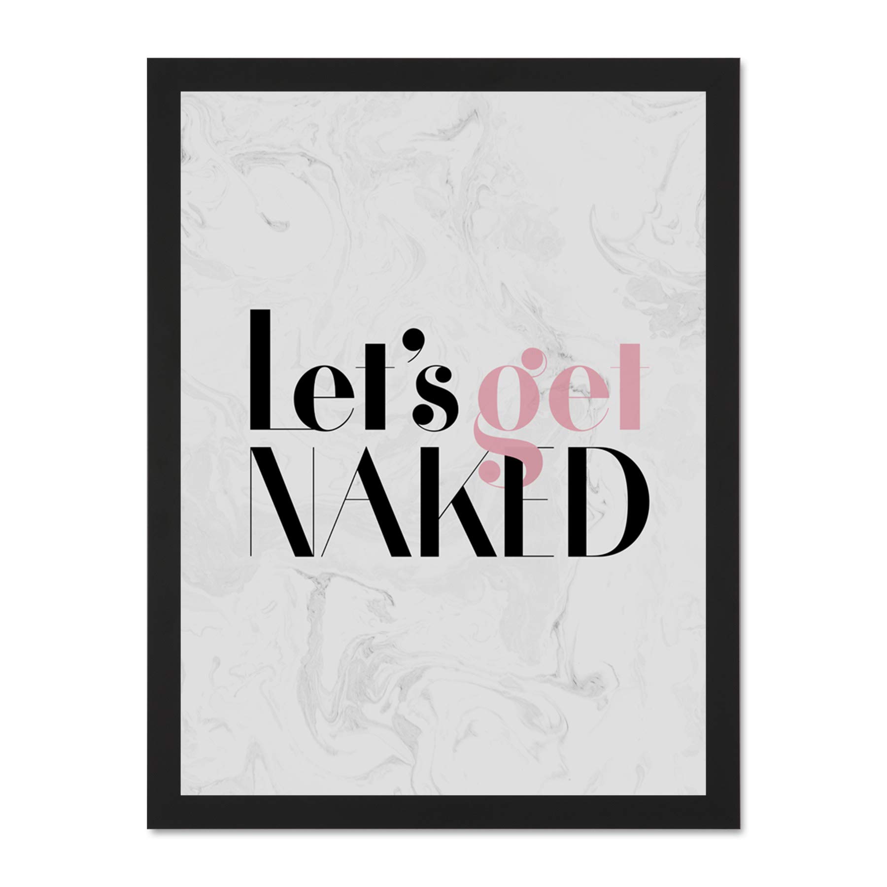 Wee Blue Coo Dusty Rose Lets Get Naked Large Framed Art Print Poster Wall Decor 18x24 inch