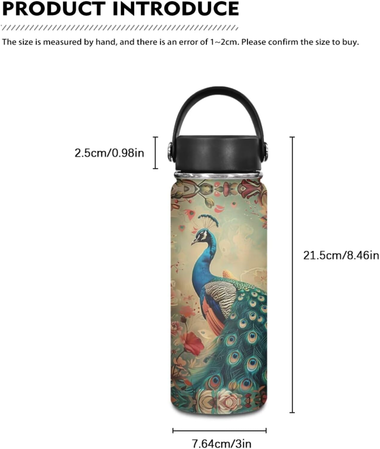 Flashideas Peacock Kids Backpack Set 4 Piece School Backpack Set with Insulated Water Bottle Portable Lunch Bag Water Bottle Holder with Strap for Kids Teens Elementary Middle School