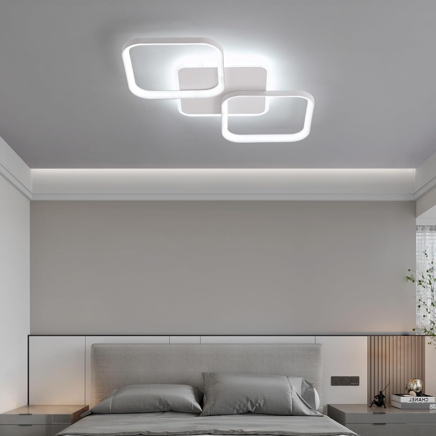 ANTENLICHT Plafon LED Techo Moderno 40W 4500LM, Lámpara de Techo Salon LED Regulable con Mando a Distancia 3000K-6500K, Luz de Techo para Salón Dormitorio, 50 * 50 * 5CM, Blanco