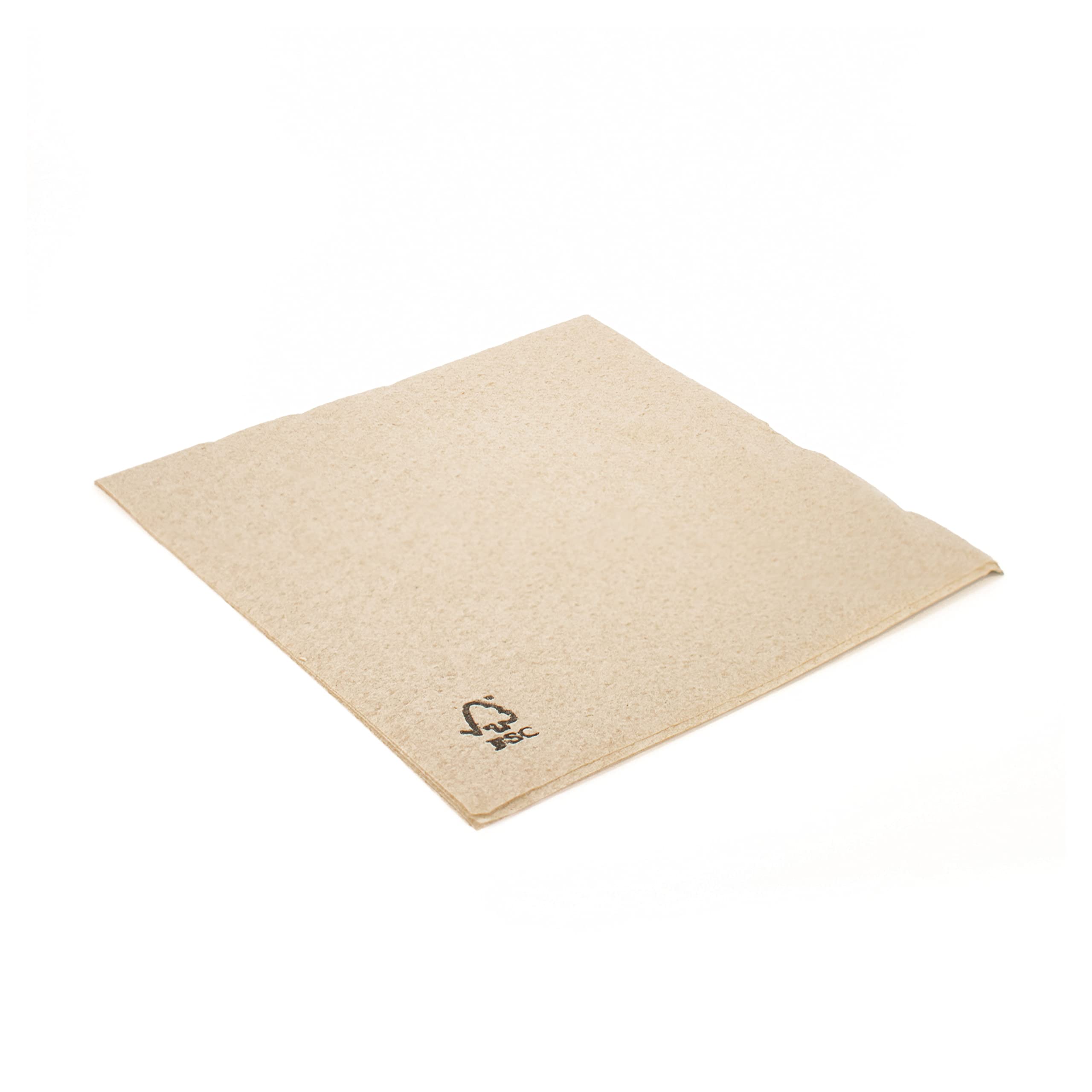 wisefood Tovaglioli di carta quadrati marrone naturale, 3000 pezzi, 33 cm, 1 velo, per feste, compleanni, celebrazioni, tovaglioli da tavola riciclabili e biodegradabili di alta qualità