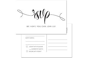 50 Blank RSVP Cards With No Envelopes, Kindly Reply Card Stock For Weddings