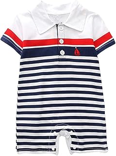 Zerototens baromper Baby,Clothing,Baby Boys 0-24m Zerototens Baby Boys Romper,Newborn Infant Kids Short Sleeve Striped Print Polo T-Shirt Jumpsuit Romper Summer Outfit Clothes for 6 12 18 24 Months