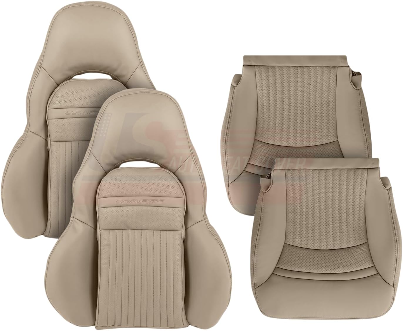 1997-2004 fits Chevrolet Corvette C5 Leather PRF. Front Side Seat Covers Oak