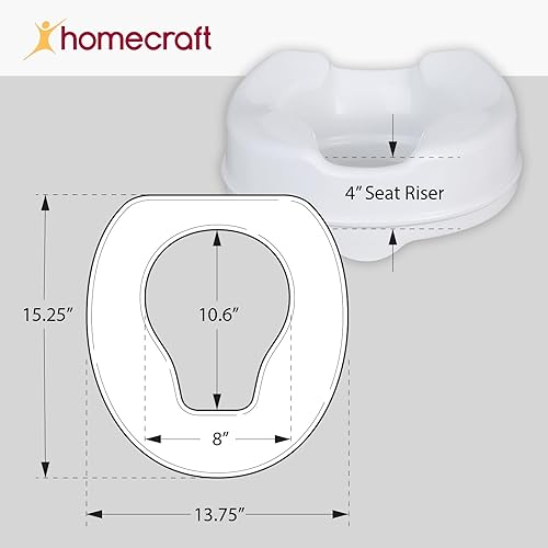 Miniatura 4 de Asiento elevador para inodoro Homecraft Savanah para la comodidad del baño con trabas para colocarlo suplementos médicos de asistencia para personas