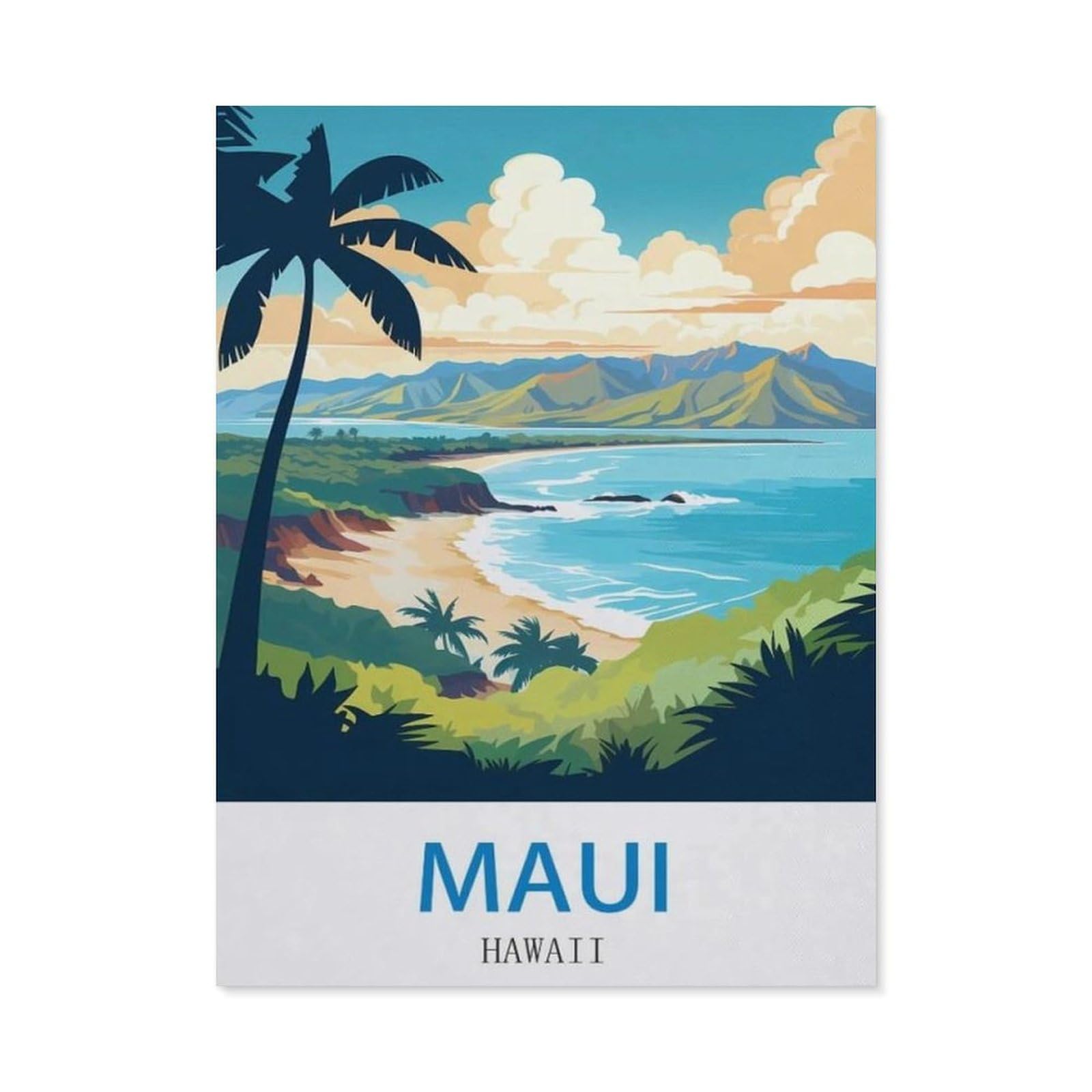 BEAYODKP DIY 5D Diamond Painting Kits，Maui Hawaii，Diamond Painting for Beginner Adults Rhinestone Numbered Diamond Arts Home Wall Decor（40 x 50 cm/15.74 x 19.68 inches）-CN23