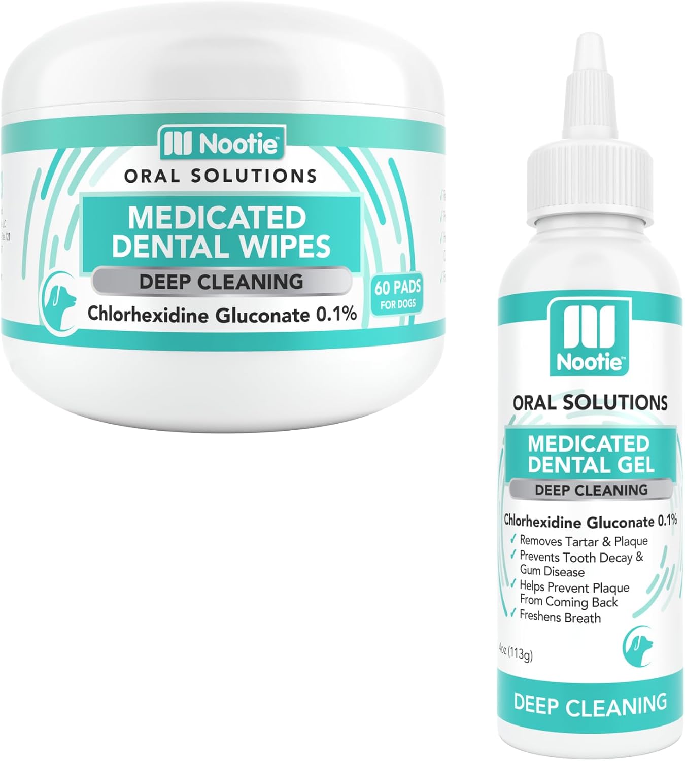 Nootie Dental Gel and 60 Count Dental Wipe Bundle