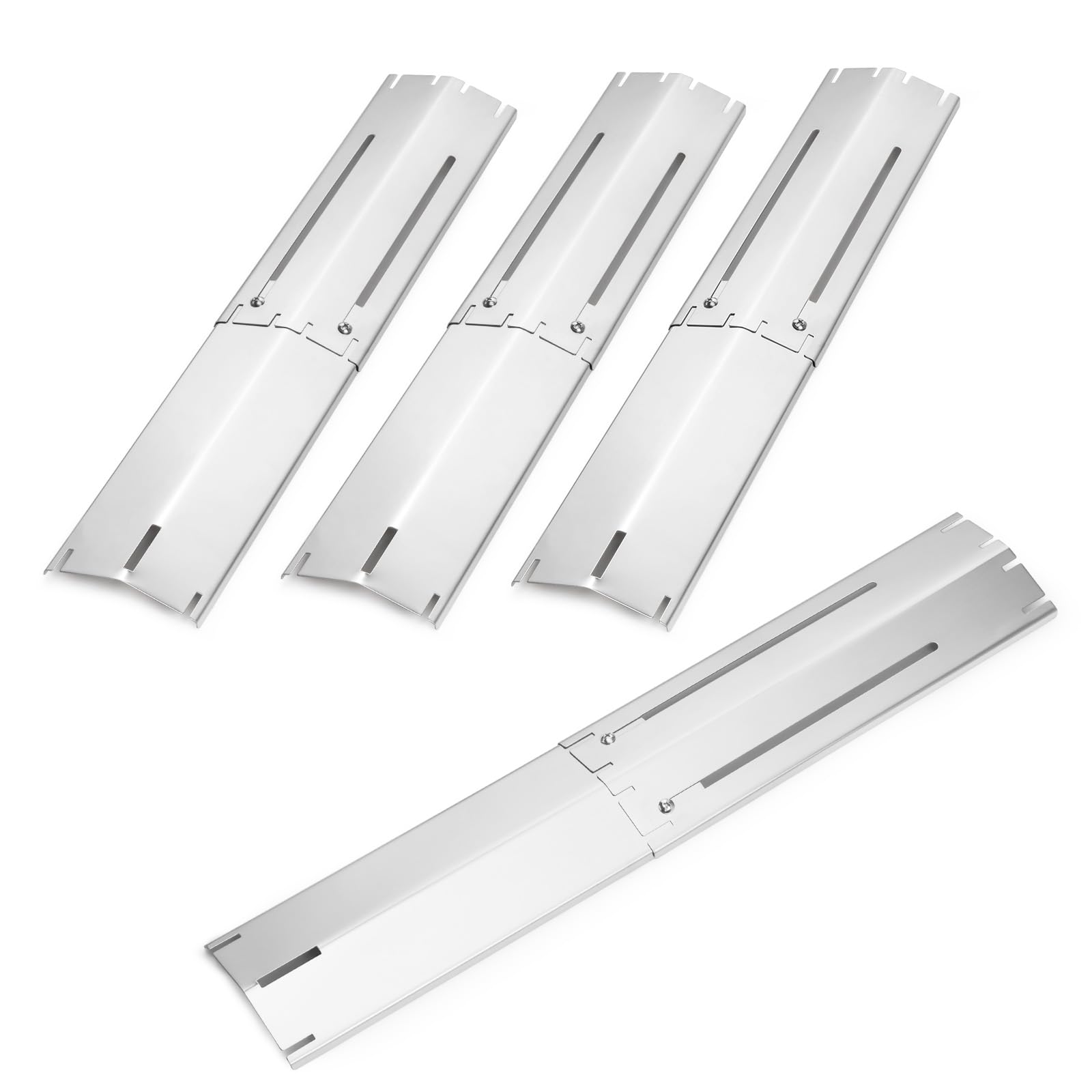 Universal Edelstahl Flammenverteiler für Gasgrill, Einstellbar Brennerabdeckung für die meisten Gasgrill, Landmann, Enders, Taino, Barbecook, Proficook, 29,8 cm bis 53,3 cm Heizplatte Ersatzteile