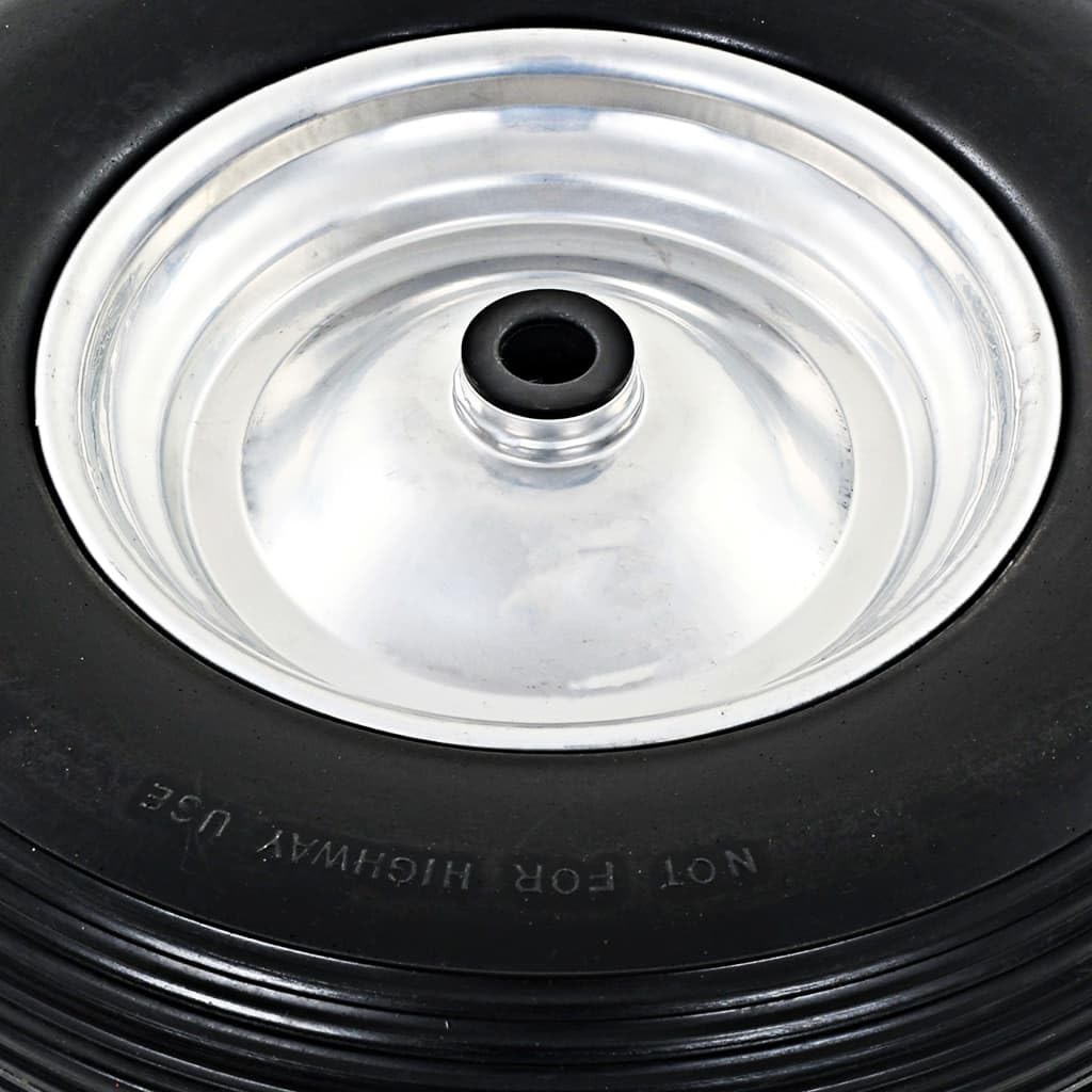 vidaXL Koło do taczki z osią, pełne, poliuretan, 4.00-8, 390 mm