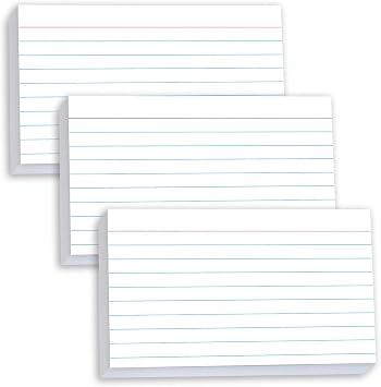 300 Pcs Pinovk Index Cards 3x5 Ruled - White Lined Flash Cards for Studying, Office & School Supplies