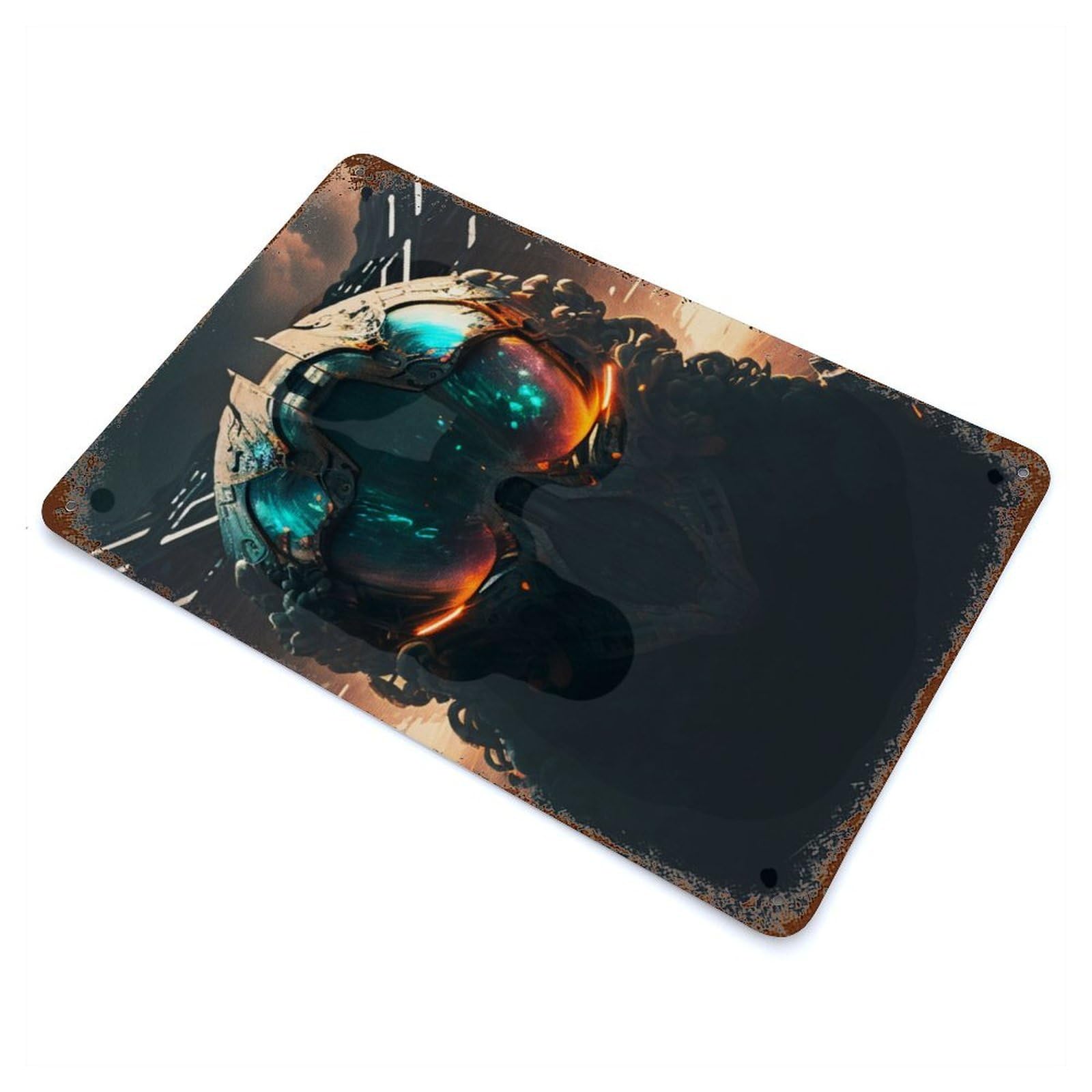 Alien Helmet Pilots Vintage Rust Metal Sign 11.8"x7.9", Classic Wall Plaque for Basement, Hobby Room And Garage Decor