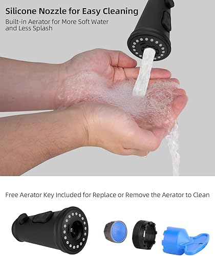 Miniatura 4 de Reemplazo de cabezal de grifo de cocina extraíble, boquilla de cabezal rociador de cabezal de grifo de fregadero de cocina de 3 funciones con 10