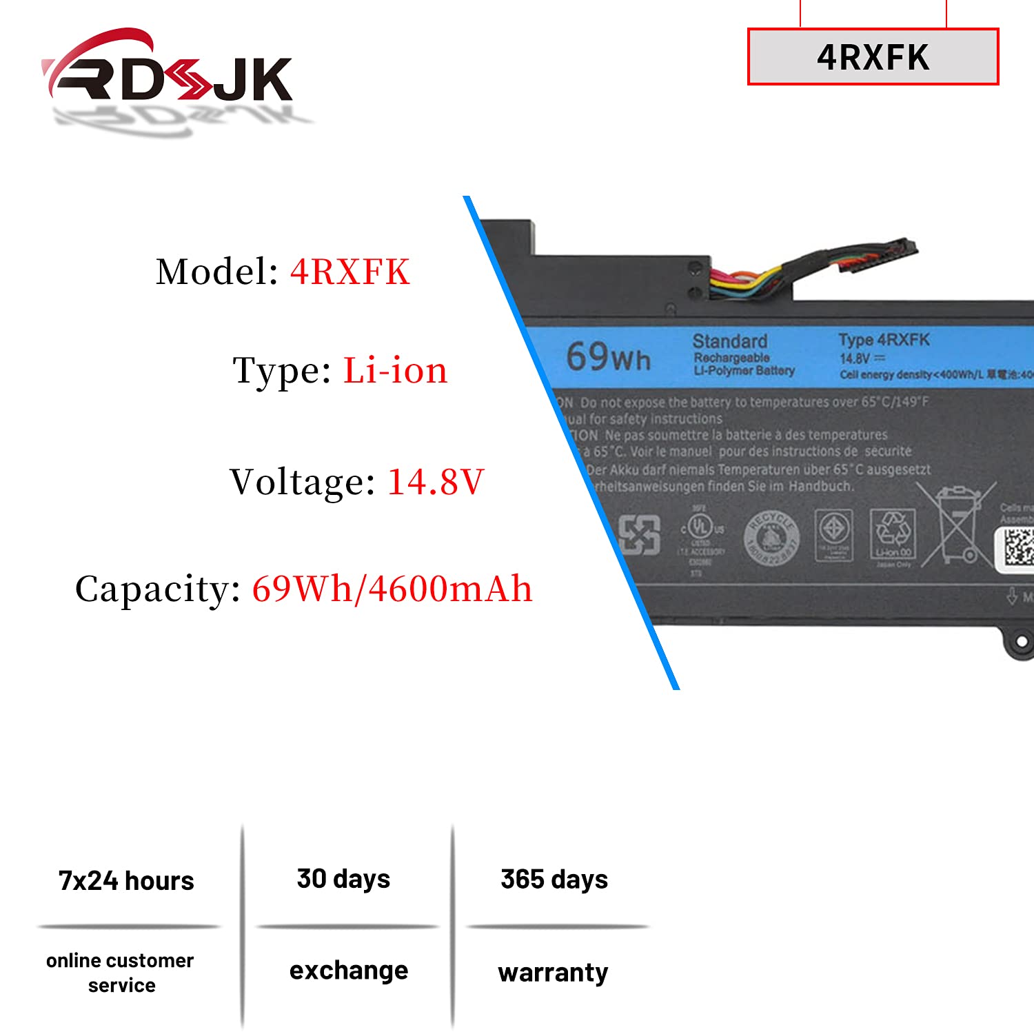 Amazon.com: RDSJ 4RXFK L421X Laptop Battery for Dell XPS 14 XPS 14