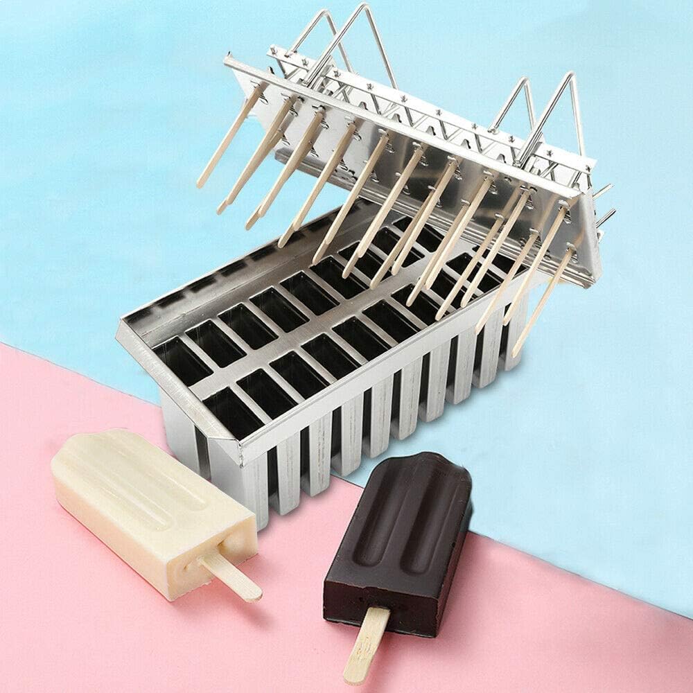 Stainless Steel Popsicle Molds, 20PCS Double Slot Commercial Ice Pop Molds with Lid,Single Cup Capacity 85g