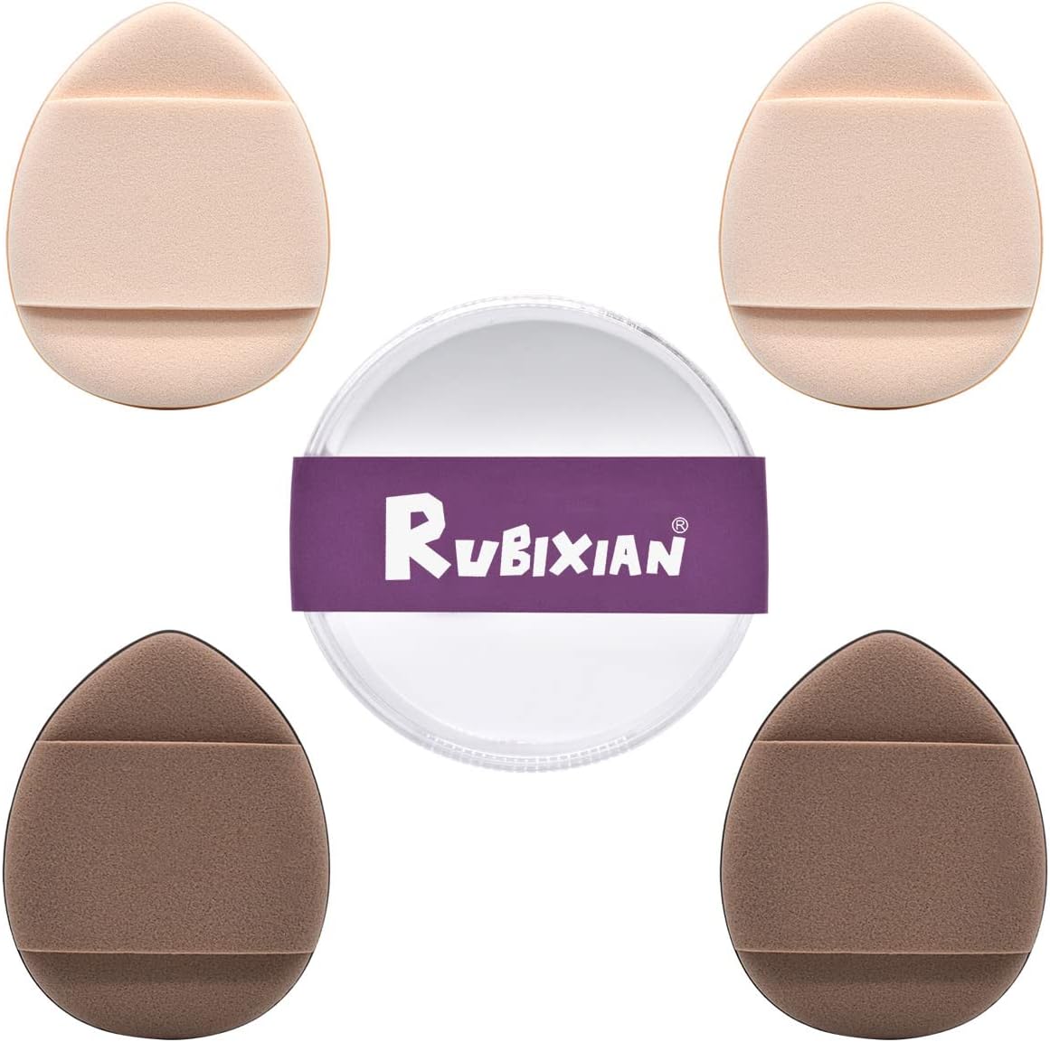RUBIXIAN Finger Puff 4 Pcs Mini Triangle Makeup Puff for women Super Soft Beauty Makeup Tools Suitable for Loose and Body Powder (2 Color 1 Set)