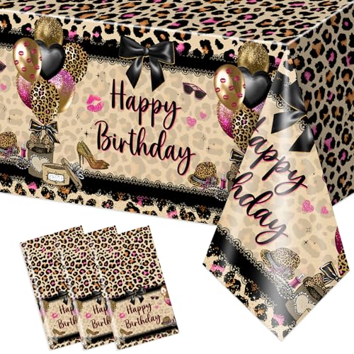 Leopard Birthday Decorations 3pcs Cheetah Print Birthday Decor Tablecloth