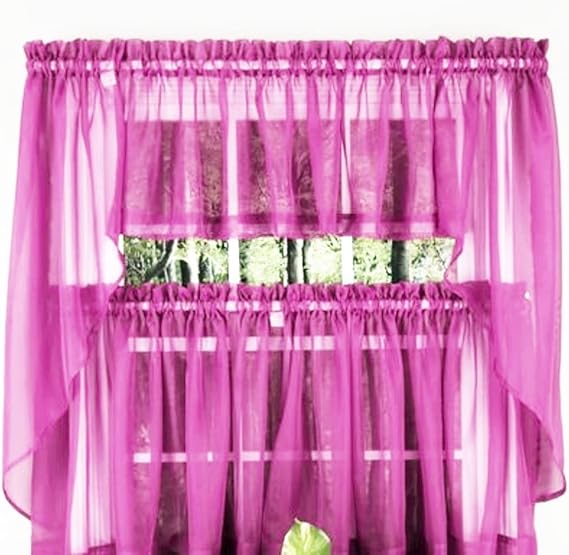 Home Linen 3 Piece Sheer Voile Solid Color Window