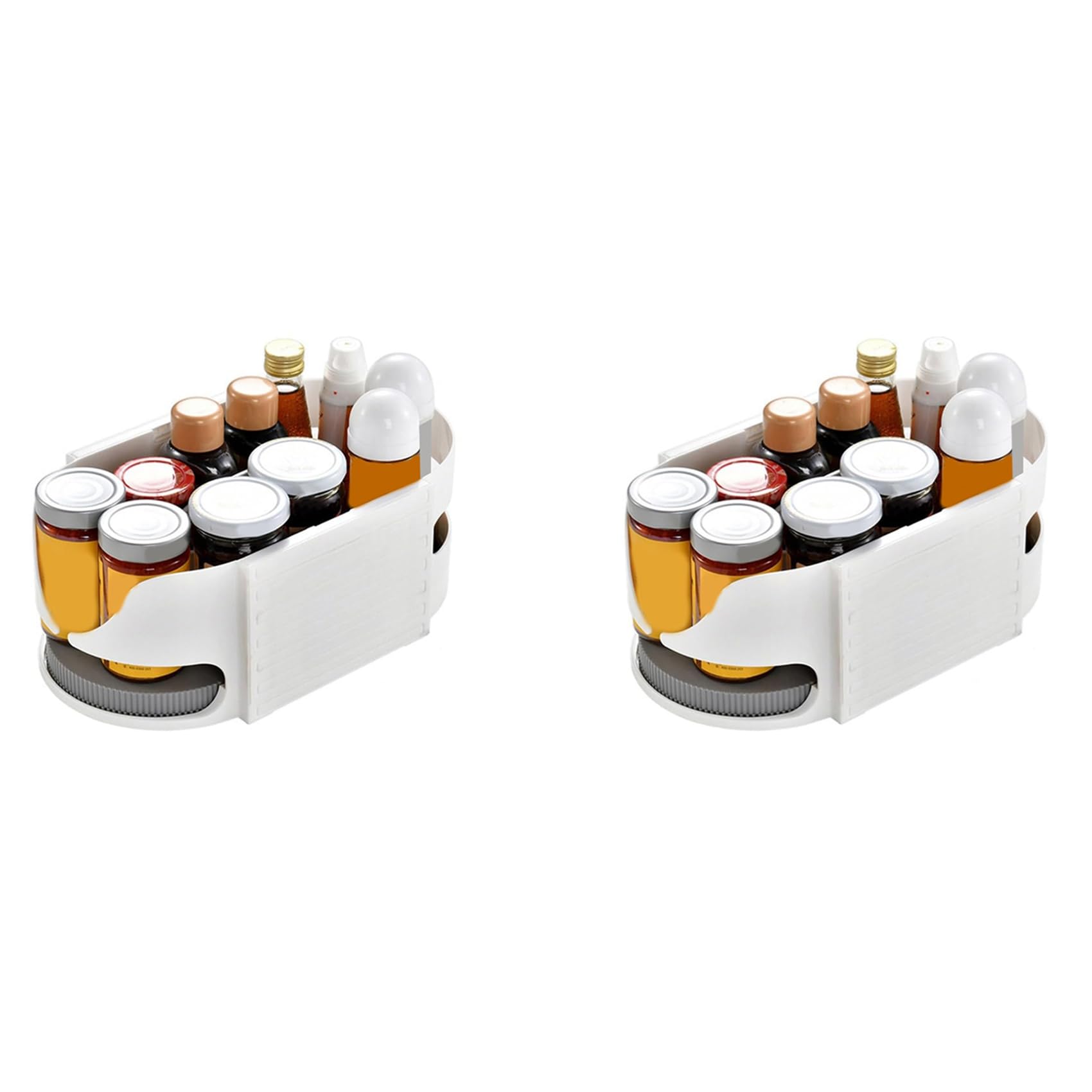 Hndhbfgrt 2X Combinable Lazy Turntable Organizer, DIY 360° Rotate Fridge Organization & Storage,Rotating Shelves for Kitchen