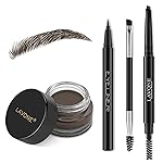 LAVONE Eyebrow Stamp Pencil Kit for Eyebrows Makeup, with Waterproof Eyebrow Pencil, Eyeliner, Eyebrow Pomade, and Dual-ended Eyebrow Brush - Medium Brown